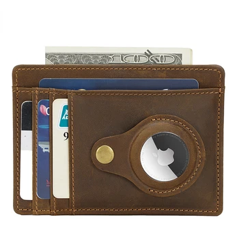 Airtag Portofel Caz Titularul Cardului de Credit piele de Vacă din Piele Barbati Portofel Slim RFID Poseta de Monede pentru Apple Airtag Tracker Caz de Protecție