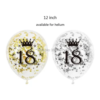 6pcs/lot 15 16 17 18 19 fericit ziua de nastere baloane de aur, argint 16-18 decoratiuni partid transparent confetti balon aniversare