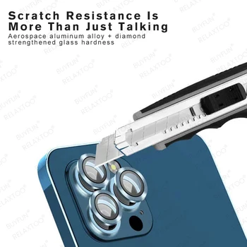 Pentru iPhone 13 Pro Max Spate aparat de Fotografiat Lentilă Temperat Pahar Ecran Protector de Film Pentru iPhone 13 mini Caz Capacul de Protecție de Metal Inel