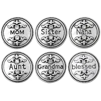 5pcs/lot Nou de Familie Snap Bijuterii MAMA Sora Bunica, Mătușa, Bunica Binecuvântat 18MM Snap Butoane pentru Ajustare Bratara Pentru Femei