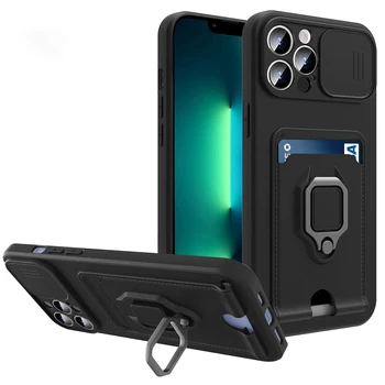 De lux Inel Magnetic Cartelei de Telefon Caz Pentru iPhone 14 13 12 11 Pro XS Max XR X 8 7 Plus Slider Obiectiv Protecția vieții private a Acoperi
