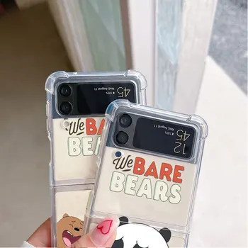 We Bare Bears Desene animate Ctue de Lux Caz Pentru Samsung Galaxy Z Flip 3 4 5G Funda Z Flip3 Clar PC Greu Înapoi Telefonul Coque Shell
