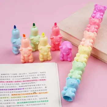 Creative Ursul Desene animate Fluorescente Marker Kawaii Culoare DIY Mini Urs, Bloc de Evidențiere Student Rechizite