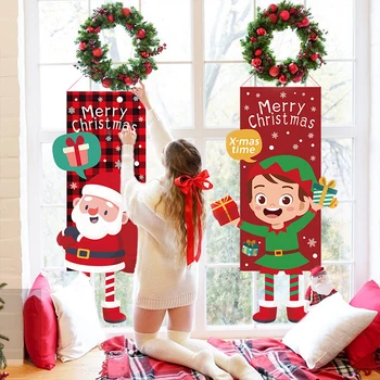 2023 Anul Nou Crăciun Fericit Agățat Steagul Acasă Decorare Ușa Ornament Cadou de Crăciun de Decorare Perete Banner Non-țesute de Desene animate Drăguț Imagine 2