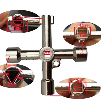 De înaltă calitate Multi-funcție-cheie cheie four-in-one interior transversale triunghiulare electric de control de cabinet scut ușa valve cap lung Imagine 2