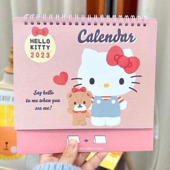 Sanrioed 2023 Hello kitty Cinnamoroll Desene animate Desene animate Kawaii Simple de Birou Calendar de Birou Drăguț Valoare Mare Față Desktop Ornament Imagine 2