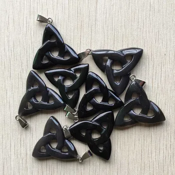 Moda naturale de onix negru gol triunghi farmec pandantive pentru bijuterii accesorii face 8pcs/lot en-Gros transport gratuit Imagine 2