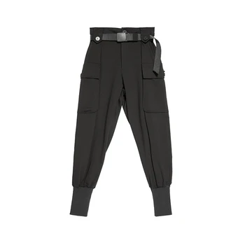 Mozaic Buzunare Pantaloni Harem Pentru Femei Noul Negru Talie Mare Libertate De Cauzalitate Moda Streetwear Doamnelor Pantaloni Lungi De Primavara Toamna Anului 2021 Imagine 2