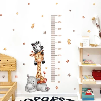 Desene animate pentru Copii cu Înălțimea de Măsurare Girafa Animale Autocolant Perete Stele Vinil Copii Pepinieră de Artă Decalcomanii pentru Camera pentru Copii Decor Acasă Imagine 2