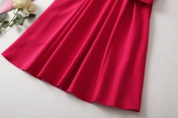 MIUXIMAO 2022 Înaltă Calitate Toamnă&Iarnă Rochie Eleganta cu Maneci Lungi rochie roșie Solid Centura de Moda Genunchi-Lungime Rochie Femei Vestide Imagine 2