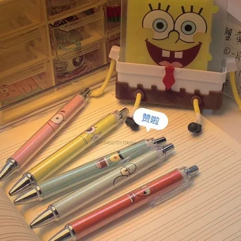 6 buc/sac SpongeBobs 0,5 mm desen Animat de Imprimare Pix cu Gel Stea Apăsați Pen Neutru Pen Pix Semnătură Școală, Scris de Aprovizionare Cadou Imagine 2