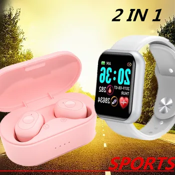 Ieftine Bluetooth fără Fir Căști cu Smart Watch , Sport Fitness Brățară Inteligent, In-ear Cască Dopuri de urechi pentru Gaming Imagine 2