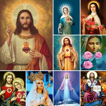 5D DIY Diamant Picturi Religie Pictograma de Lider Adevărat religioase, cruciulițe Kit oameni Complet Broderie Mozaic Art Stras Decor Imagine 2