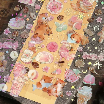3pcs Kawaii Capsuni Câine Pisică Iepure Decorative Autocolante Pack-URI de Animale Album Planificatorii Calendare Cadouri Jurnalul Decor Imagine 2