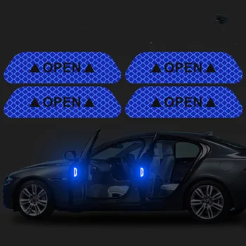 4BUC Auto Universal Ușă Autocolante de Avertizare de Siguranță Marca DESCHIDE Înaltă Bandă Reflectorizantă de Conducere Auto de Siguranță Benzi Reflectorizante Auto produs Imagine 2