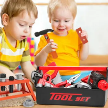 Copii Toolbox Kit Pretinde Joc de Simulare Instrument de Reparații de Jucării din Plastic Burghiu Joc de Învățare Inginerie Puzzle Jucării pentru Băiat Imagine 2