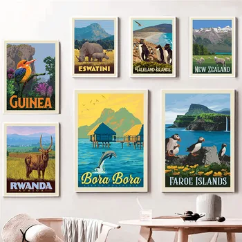Noua Zeelandă, Canada, Africa franceză de Călătorie de Postere si Printuri de Arta de Perete Panza Pictura Camera de zi de Decorare Decor Acasă Imagine Imagine 2