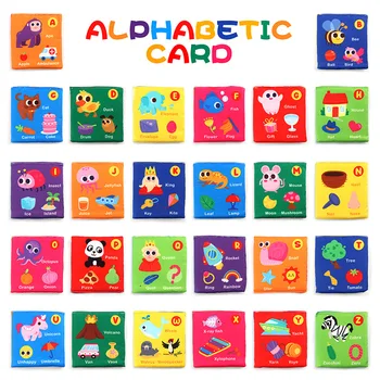 Copil moale Carduri Alfabet 26 de Litere de Învățare Carduri Flash cu Pânză de Sac Devreme Jucărie de Învățământ Cadouri pentru Copii, Copii mici, Sugari Imagine 2