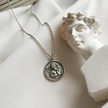 Quanlity argint 925 înger păzitor pandantive colier imagine figura design wild colier pentru femei moda bijuterii fine Imagine 2