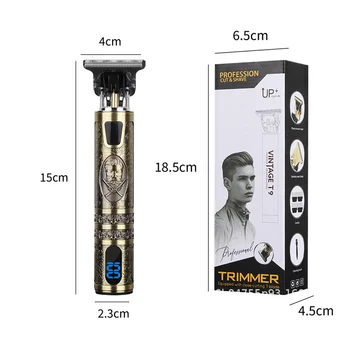 Dropshipme T9 Tuns Barba Soțul Tuns Reincarcabila Aliaj de Zinc Trimmer cu LED Accesorii de Par pentru Barbati Frizer Imagine 2