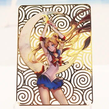 Anime Metal Card Tsukino Usagi Carte De Aur Kawaii Joc Clasic Anime Colectare Card De Cadouri De Crăciun Jucării Imagine 2
