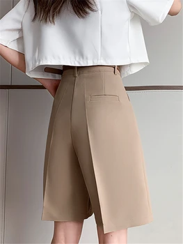 Seoulish Vara Formale Largi Picior Femei pe Jumătate Pantaloni cu Curea 2022 Nou Stil coreean Talie Mare Elegant Casual Pantaloni Largi Imagine 2