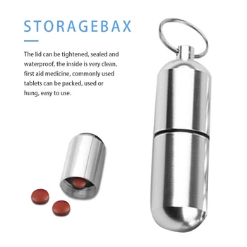 Mini Cutie Portabile De Urgență Regulat Pastile De Stocare De Caz Din Aluminiu Rezistent La Apa Container Container Pilula Cheie Inel Imagine 2