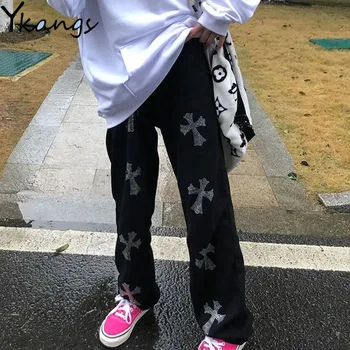 Casual Imprimare Harajuku Stil Coreean Pantaloni Largi Femei Streetwear Direct Hip Hop Pantaloni Femei Vrac Elastic Talie Mare Pantaloni Imagine 2