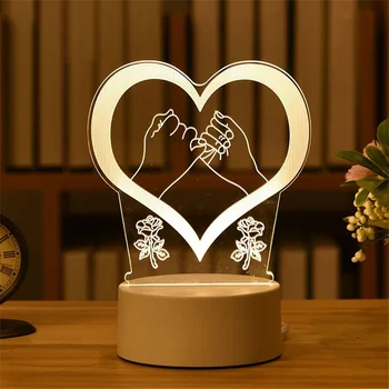 3D Acril cu LED Lumina de Noapte Romantică de Dragoste Inima/urs/iepure Decorativ Cameră Lampă de Masă Soție/Copii Ziua de nastere/Ziua Îndrăgostiților Cadou Imagine 2