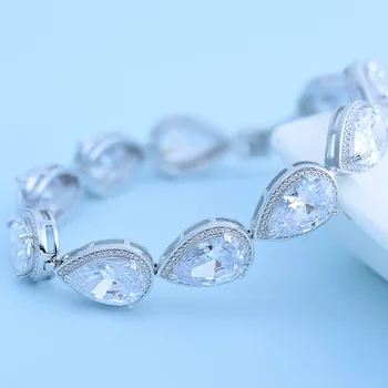 LUOTEEMI Brand de Lux Bratara Fashion pentru Femei cu Lacrimi Mari Clar Cubic Zircon Cristal Bijuterii de Nunta Pentru Femei Cadouri Imagine 2