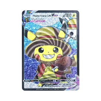 Carte De Pokemon Pikachu 999 Punct Lovit Cosplay Thor Luffy Goku Roronoa Zoro Gengar Deadpool Charizard X Vmax Joc De Luptă Carte Rară Imagine 2