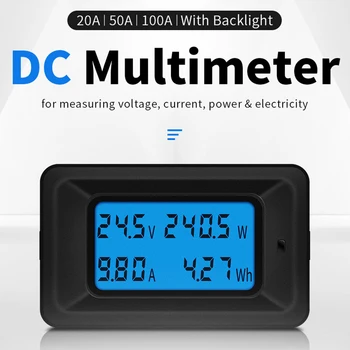 20A/50A/100A Digital DC 8-100V Voltmetru Ampermetru LCD 4 în 1 DC Tensiune de Alimentare Curent Contor de Energie Detector cu Șunt Imagine 2