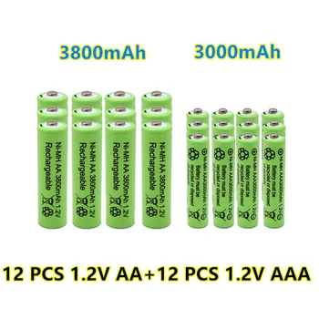 Noul 1.2 V AA 3800mAh NI-MH Baterii Reincarcabile+1.2 V AAA 3000 mAh Rechageable baterie NI-MH baterie Imagine 2