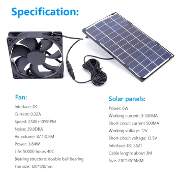 10W 12V Solar Ventilator de Evacuare Aer Hota de 5 inch Mini Ventilator Panou Solar cu reglaj electric Ventilator pentru Câine Casa de Pui cu efect de Seră Ventilator RV Imagine 2