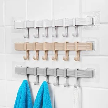 6 fără sudură cârlige de bucatarie de perete de aspirare de plastic șase rând cârlig ușă de toaletă cârlig Imagine 2