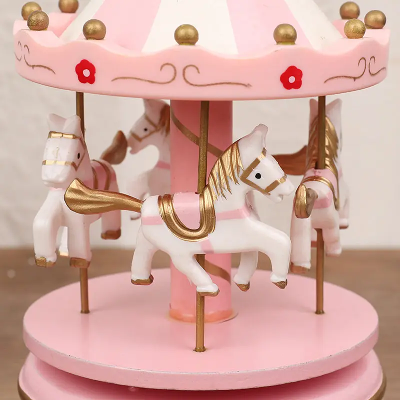 online Carusel Muzical din Lemn Caseta de Jucărie copil Copil Joc Decor Acasă Caruselul cu cai Cutie de Muzică de Crăciun, de Nunta, Cadou de Ziua Fierbinte U3 \ Decor Acasă /